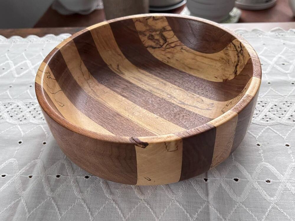 Natural Wood Bowl, Segmented Decorative Bowl, Scandinavian decor